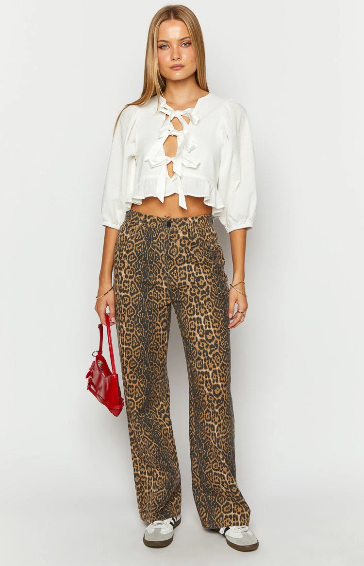 Brunet Leopard Print Straight Leg Jeans - Image 2