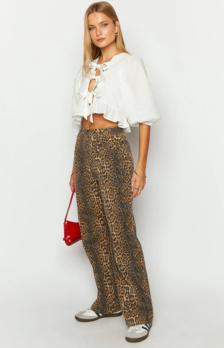 Brunet Leopard Print Straight Leg Jeans - Image 4