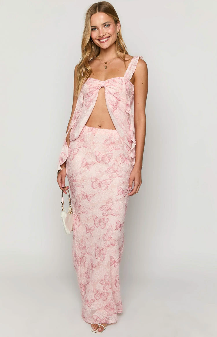 Caspian Pink Butterfly Chiffon Top - Image 3