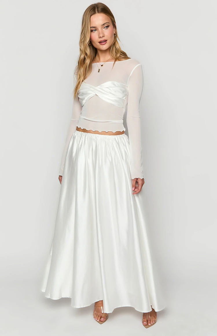 Clementine White Maxi Skirt - Image 2