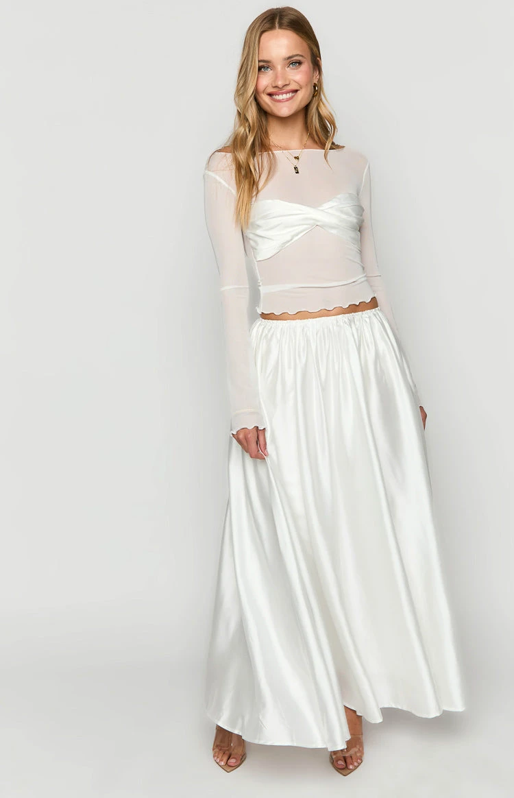 Clementine White Maxi Skirt - Image 3