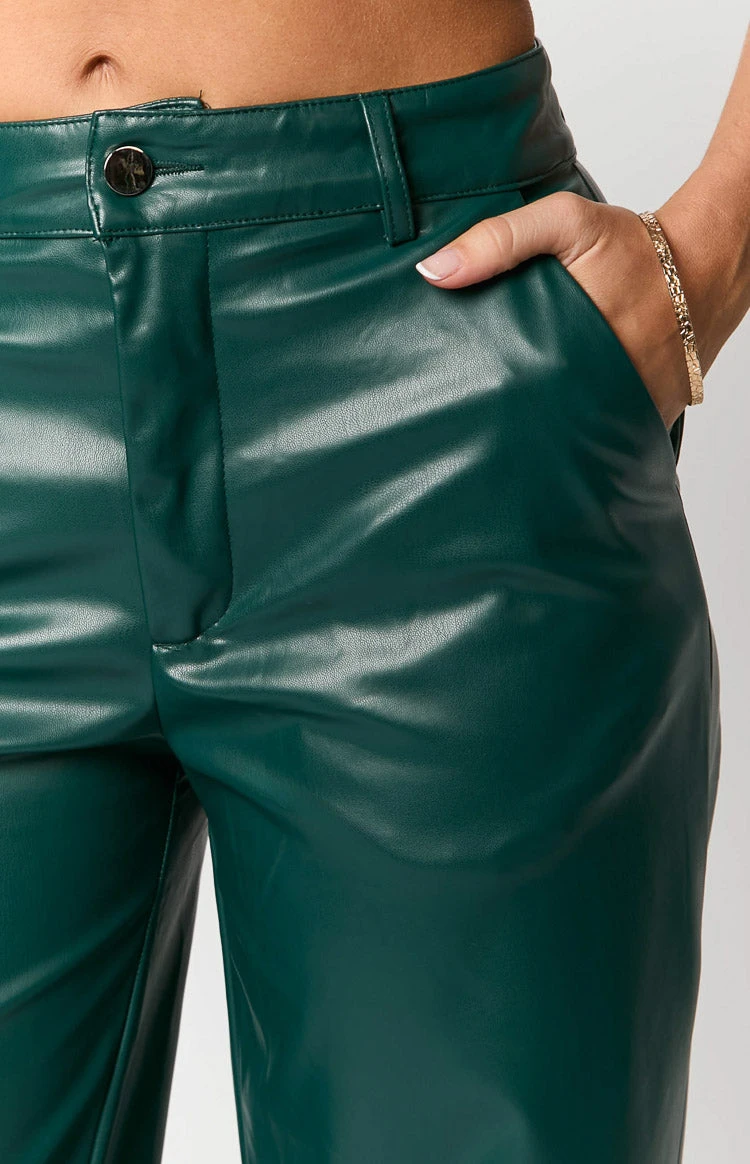 Cool Shade Forest Green PU Pants - Image 6