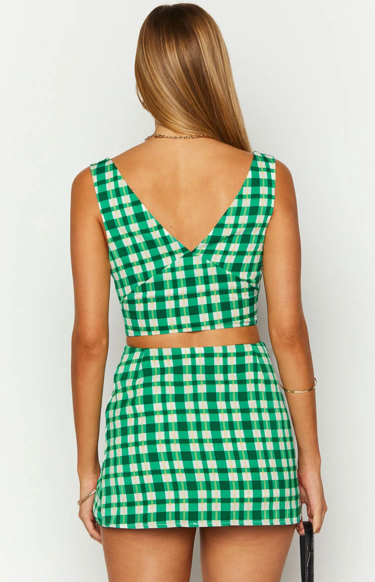 Dahlia Green Check Crop Top - Image 6