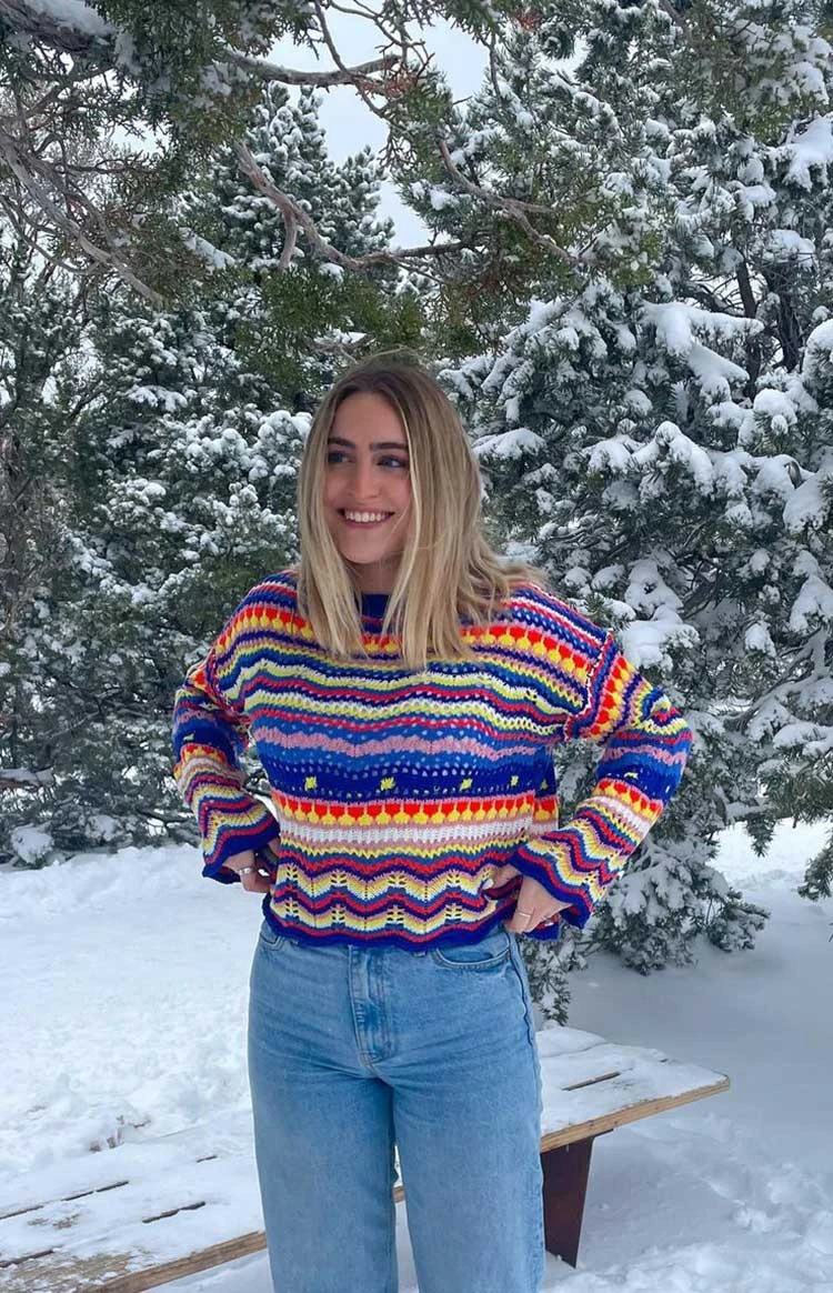 Beginning Boutique Long Weekend Sweater Blue - Image 2