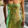 Radiant Green Sparkle Mini Dress