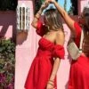 Love Lost Off The Shoulder Red Mini Dress