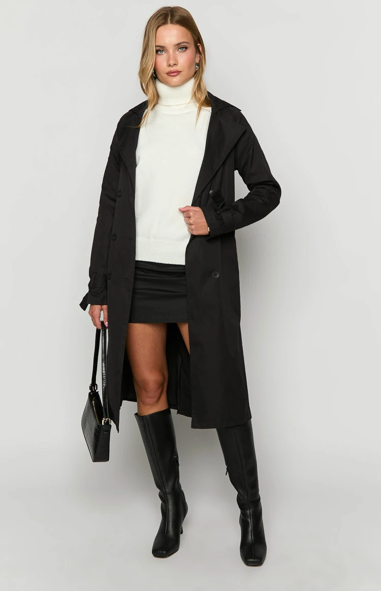 Santos Black Trench Coat - Image 2