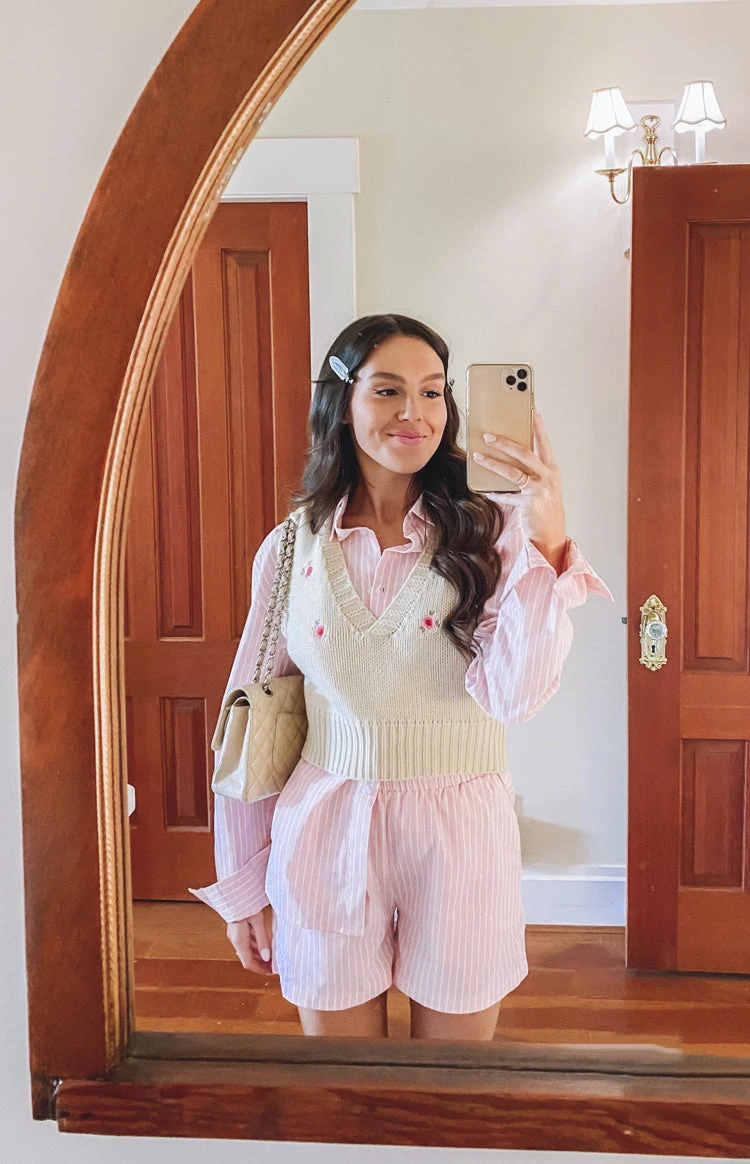 The Sarah Shorts Pink Pinstripe - Image 3