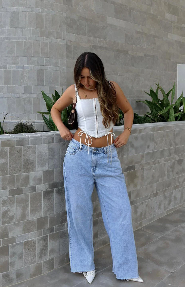 She's Yours Light Wash Denim Wide Leg Boyfriend Jeans - Image 13