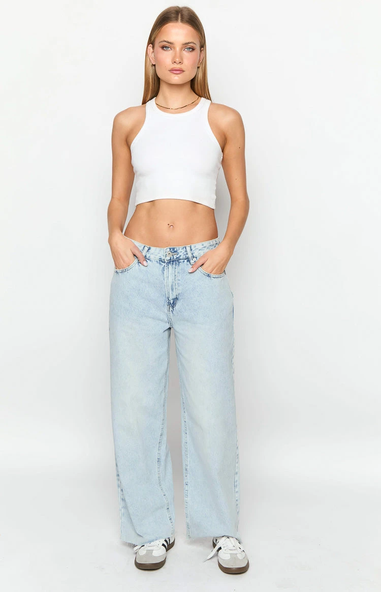 She's Yours Vintage Blue Denim Wide Leg Boyfriend Jeans - Image 2