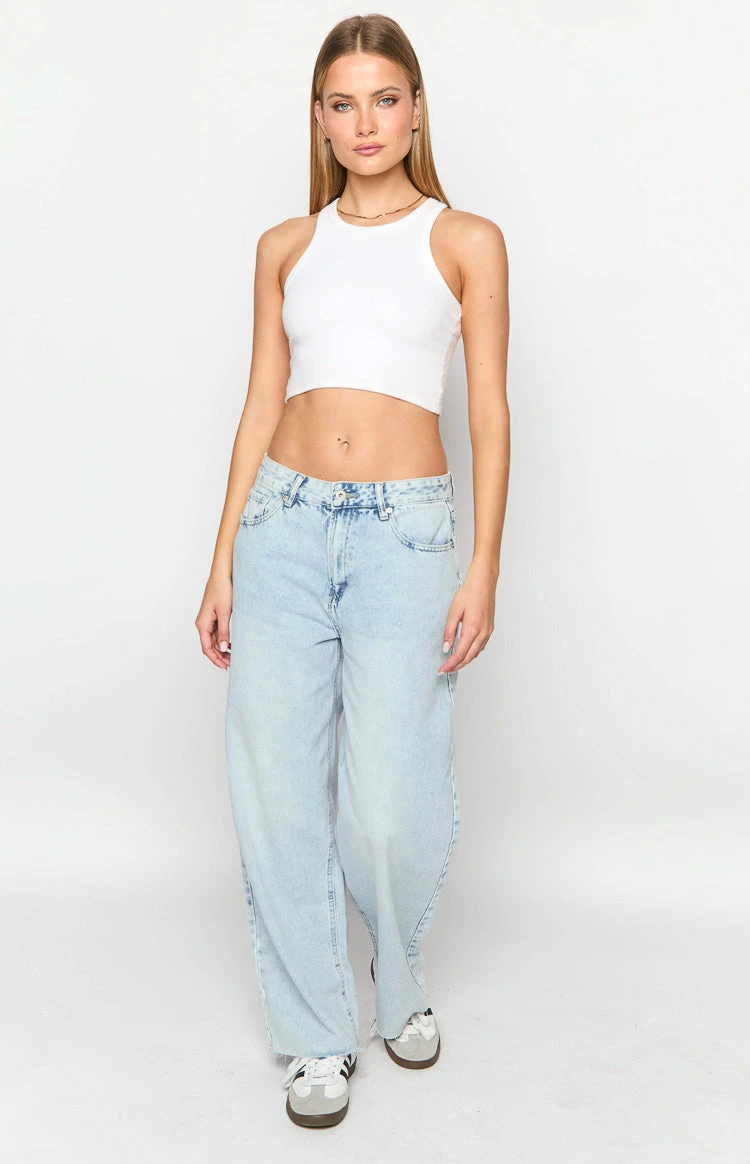 She's Yours Vintage Blue Denim Wide Leg Boyfriend Jeans - Image 4