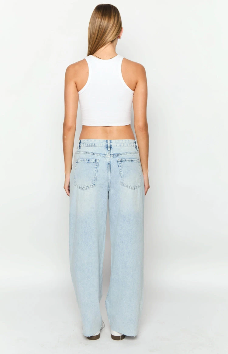 She's Yours Vintage Blue Denim Wide Leg Boyfriend Jeans - Image 5