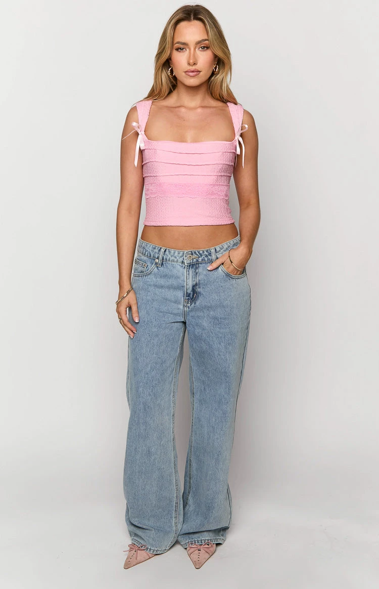 Sonny Mid Wash Low Rise Wide Leg Jeans - Image 2