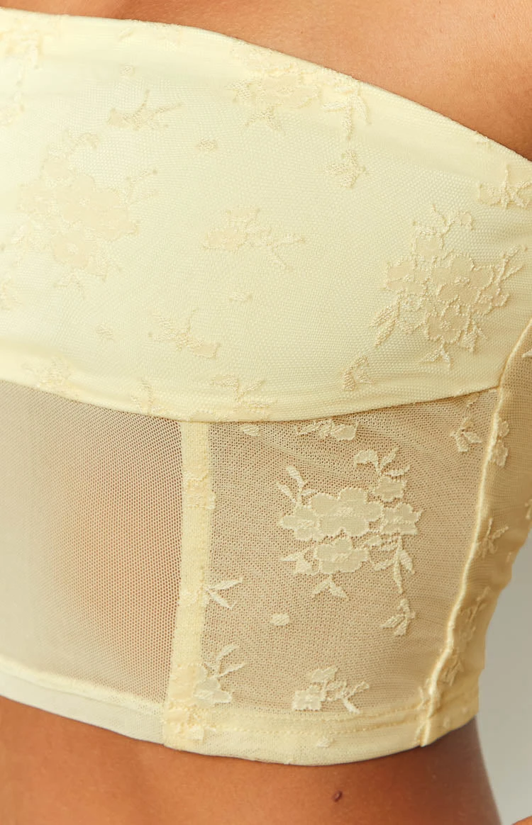 Stay Yellow Strapless Mesh Corset Top - Image 6